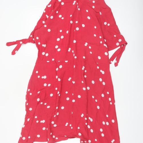 Next Women's Red Polka Dot A-Line Dress Size 18 Short Sleeve