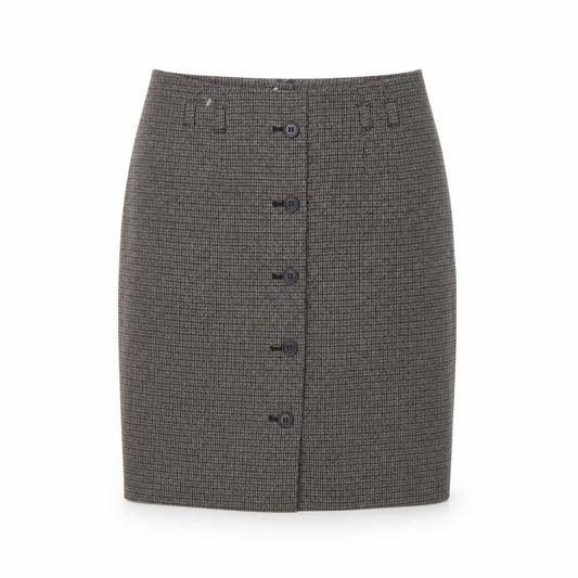 H&M Women Brown Check Pencil Skirt Size 6 Tweed Workwear