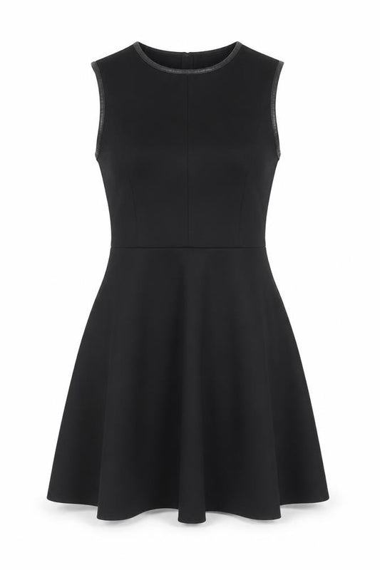 Front view of Blue Vanilla Women's Black Sleeveless Skater Dress, size S