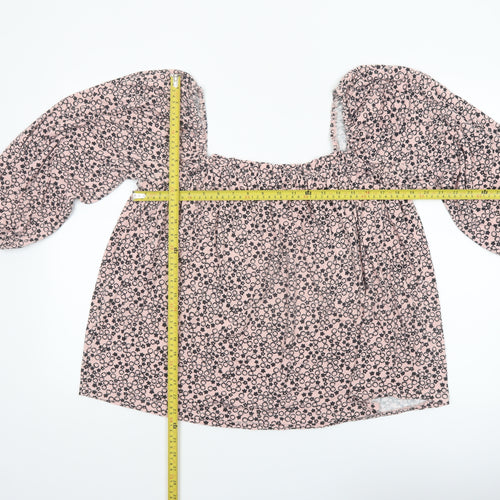 Boden Women’s Pink Floral Puff Sleeve Square Neck Blouse Size 14
