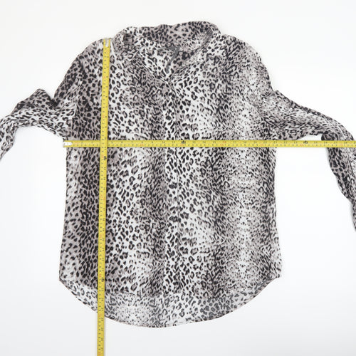Mint Velvet Womens Black Animal Print Long Sleeve Tunic Blouse Size 16