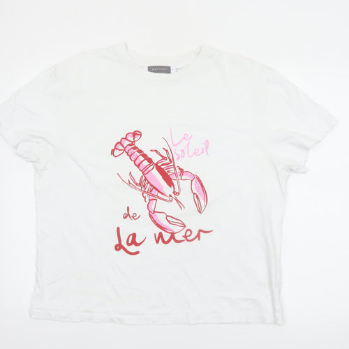 Mint Velvet Women's White XL Graphic Lobster Cotton T-Shirt