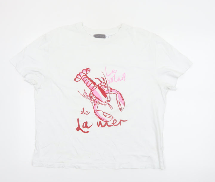 Mint Velvet Women's White XL Graphic Lobster Cotton T-Shirt