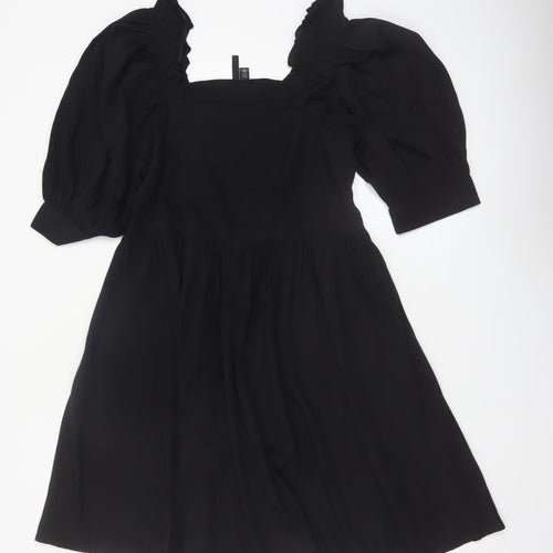 Vero Moda Women Black M A-Line Puff Sleeve Short Dress