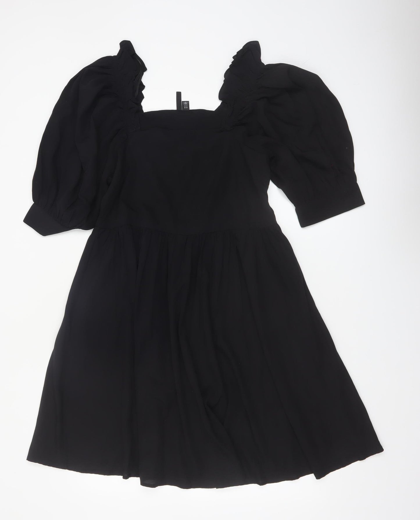 Vero Moda Women Black M A-Line Puff Sleeve Short Dress