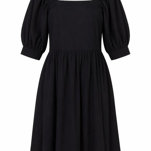 Vero Moda Women Black M A-Line Puff Sleeve Short Dress