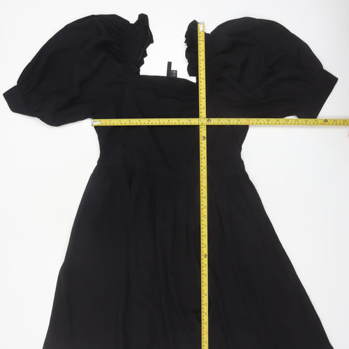 Vero Moda Women Black M A-Line Puff Sleeve Short Dress