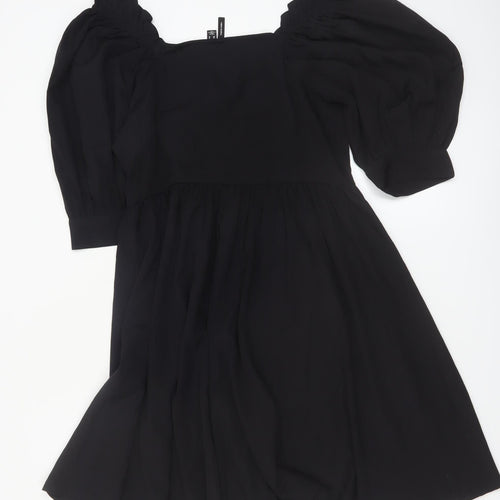 Vero Moda Women Black M A-Line Puff Sleeve Short Dress