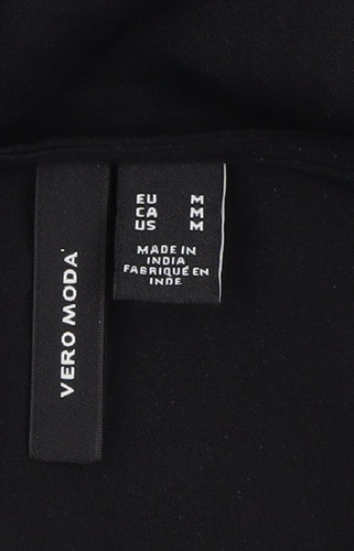 Vero Moda Women Black M A-Line Puff Sleeve Short Dress