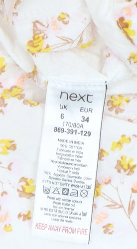 Next Women’s White Floral Puff Sleeve Midi Dress Size 6