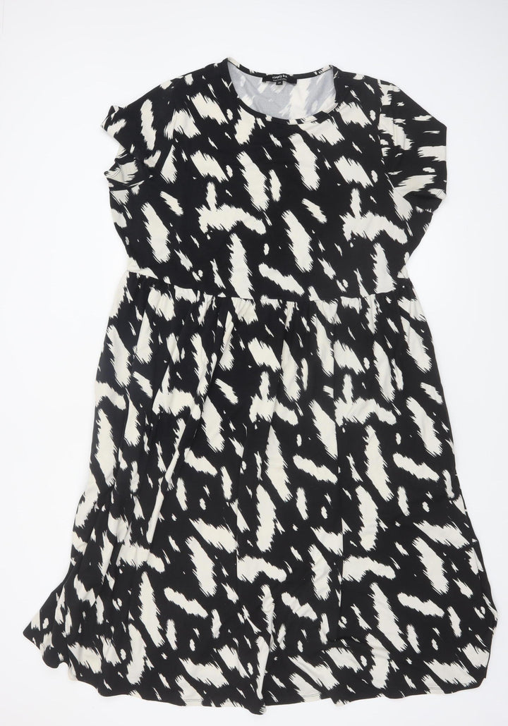 Simply Be Women's Black White Midi A-Line Dress Size 20