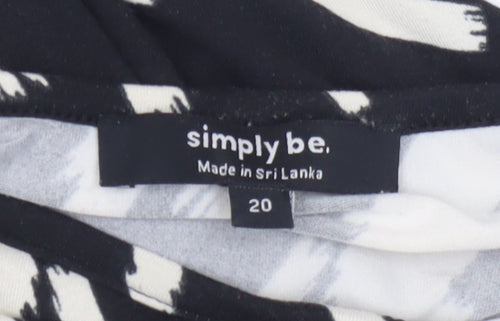 Simply Be Women's Black White Midi A-Line Dress Size 20