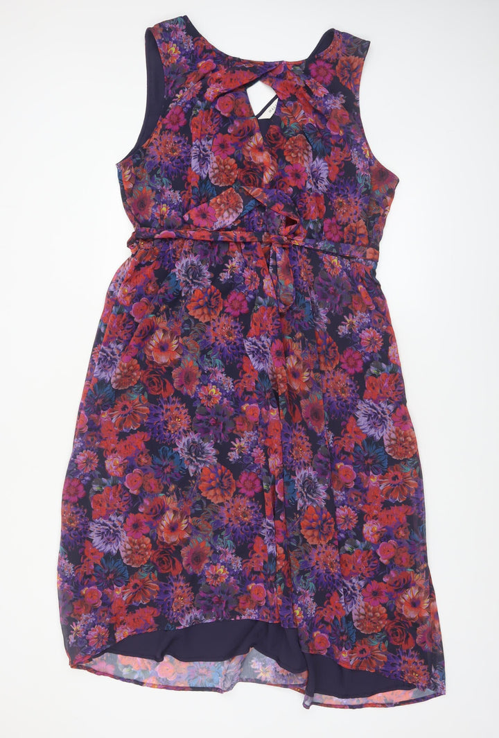 Wallis Women’s Multicoloured Floral Hi-Low Sleeveless Fit & Flare Dress UK 18