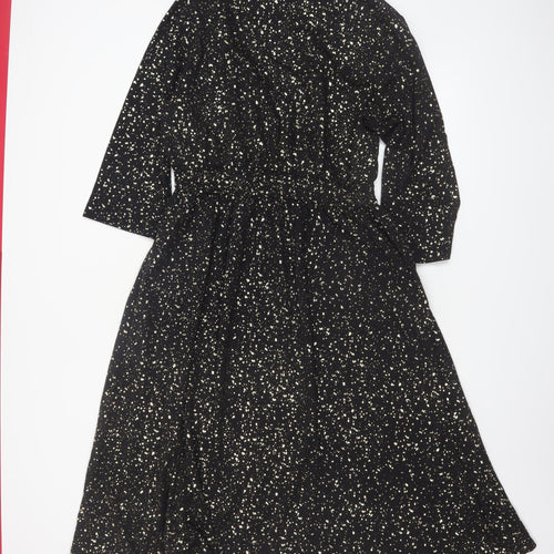 ONLY Carmakoma Women's Black Glitter Wrap Dress Size 16 3/4 Sleeve