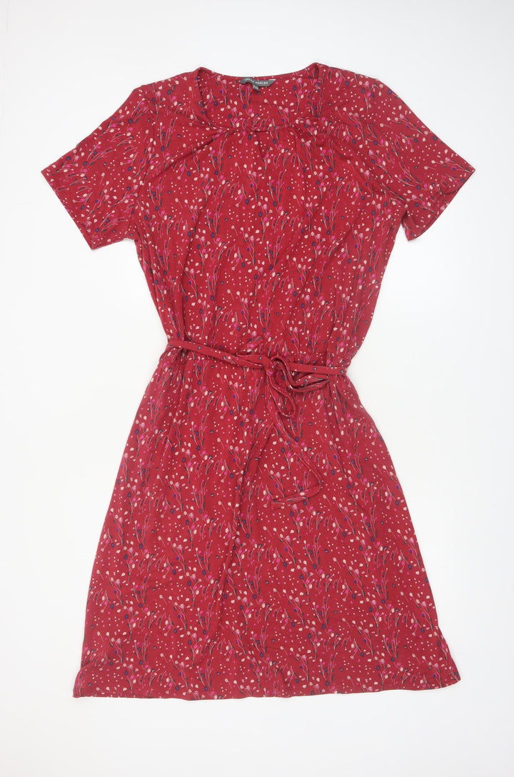 Laura Ashley Women's Red Floral Belted Shift Dress Size 18