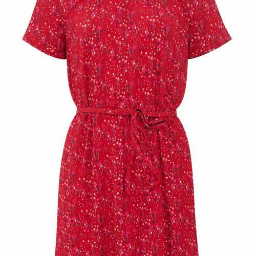 Laura Ashley Women's Red Floral Belted Shift Dress Size 18