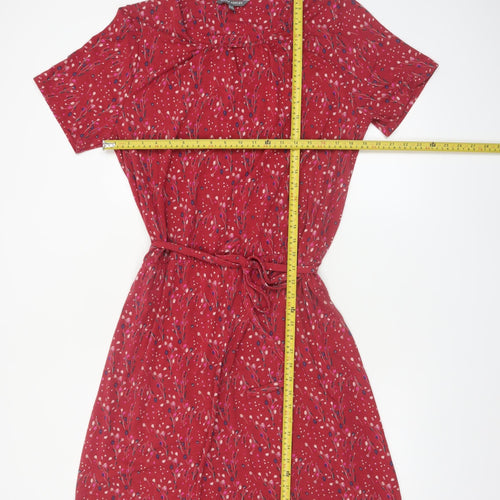 Laura Ashley Women's Red Floral Belted Shift Dress Size 18