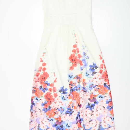 Monsoon Women’s Ivory Floral Maxi Halter Dress Size 10