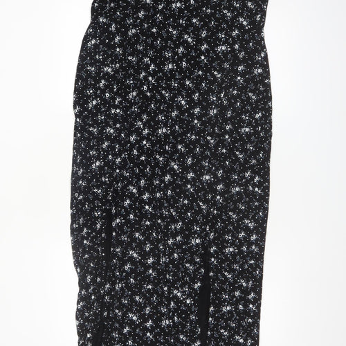 PrettyLittleThing Women's Black Floral Maxi Dress Size 16 V-Neck