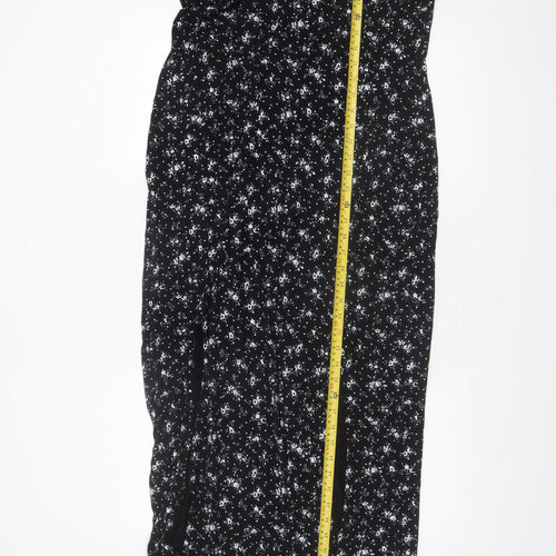 PrettyLittleThing Women's Black Floral Maxi Dress Size 16 V-Neck