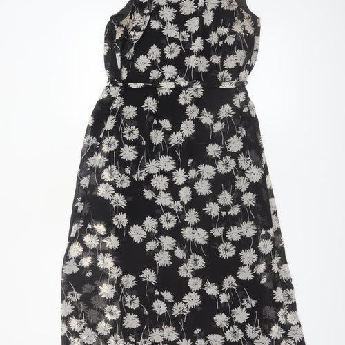 Donna Morgan Women Black Floral Halter A-Line Midi Dress UK 12