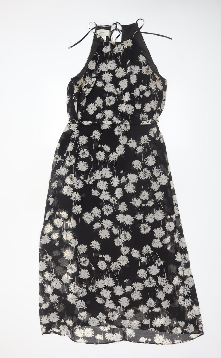 Donna Morgan Women Black Floral Halter A-Line Midi Dress UK 12