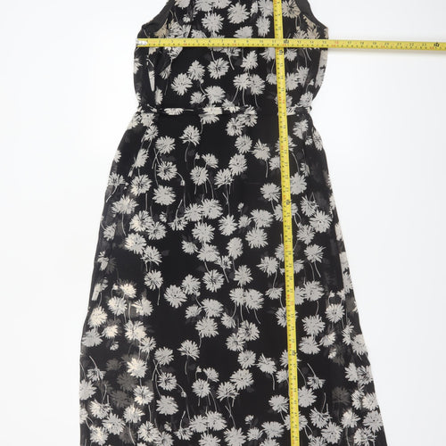 Donna Morgan Women Black Floral Halter A-Line Midi Dress UK 12