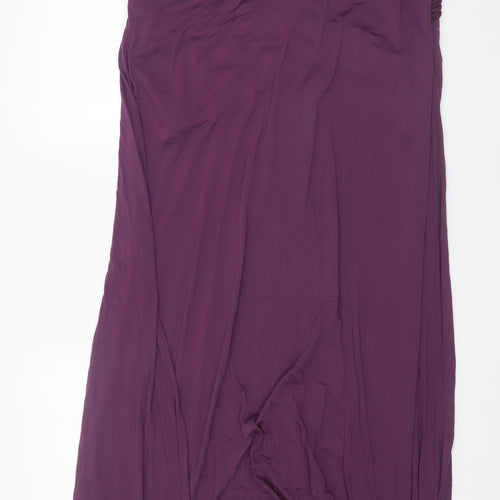Next Women’s Purple Maxi Dress Size 22 Sleeveless V-Neck Stretch