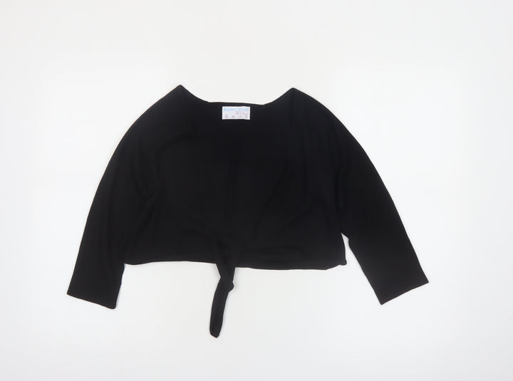 Billie & Gruff Womens Black Silk Cashmere Shrug XS V-Neck Lightweight