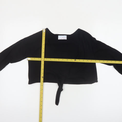 Billie & Gruff Womens Black Silk Cashmere Shrug XS V-Neck Lightweight