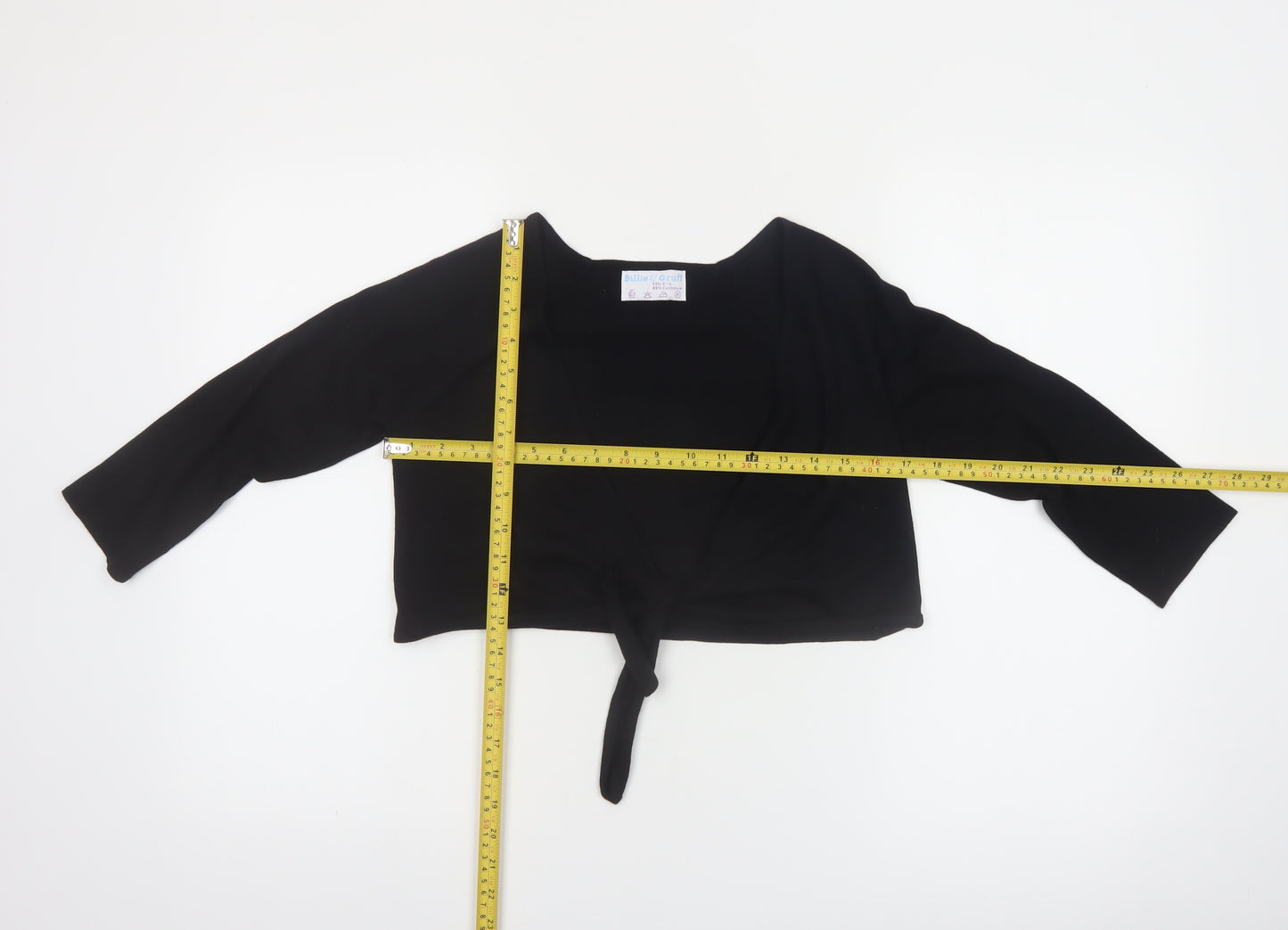 Billie & Gruff Womens Black Silk Cashmere Shrug XS V-Neck Lightweight