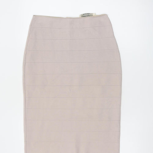 Reiss Women Beige Bandage Knit Pencil Skirt Size S