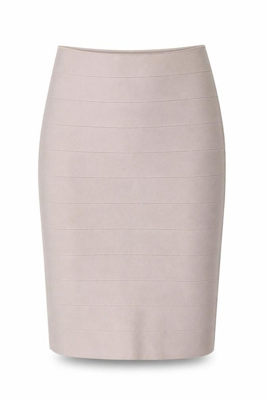 Front view of Reiss Women Beige Bandage Knit Pencil Skirt, size S