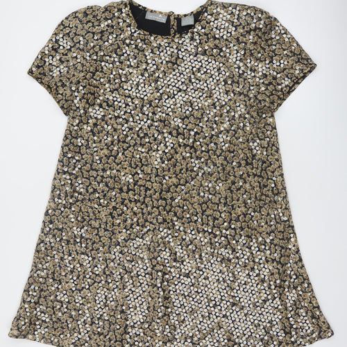 Liz Claiborne Women's Gold Sequin Petite Shift Dress Size 14