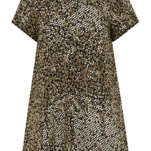 Liz Claiborne Women's Gold Sequin Petite Shift Dress Size 14