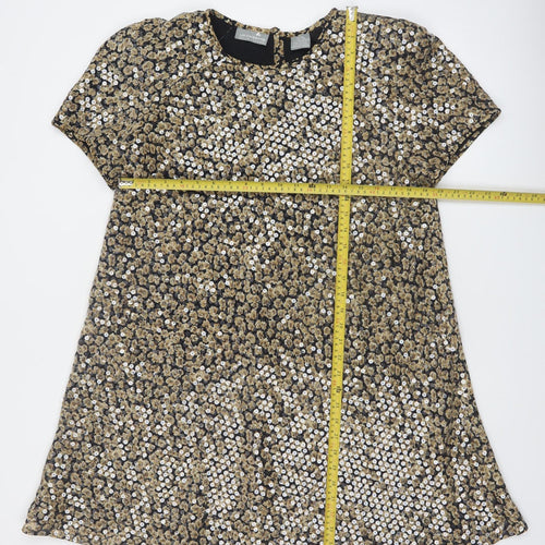 Liz Claiborne Women's Gold Sequin Petite Shift Dress Size 14