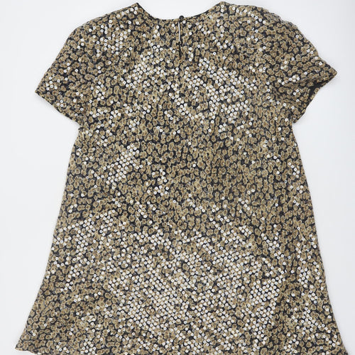 Liz Claiborne Women's Gold Sequin Petite Shift Dress Size 14