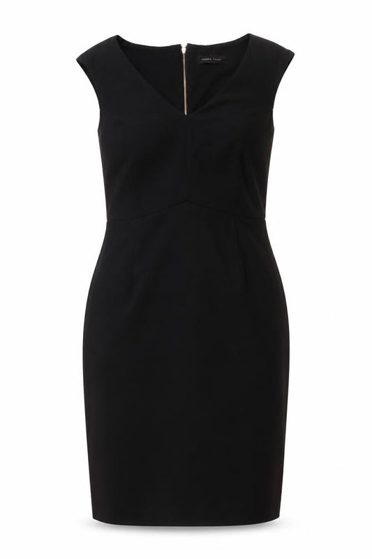 Front view of Ivanka Trump Women’s Black Knee Length Sheath Dress, size UK 12