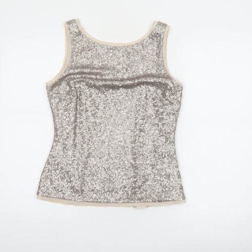 Coast Women's Silver Sequin Camisole Tank Top UK 10