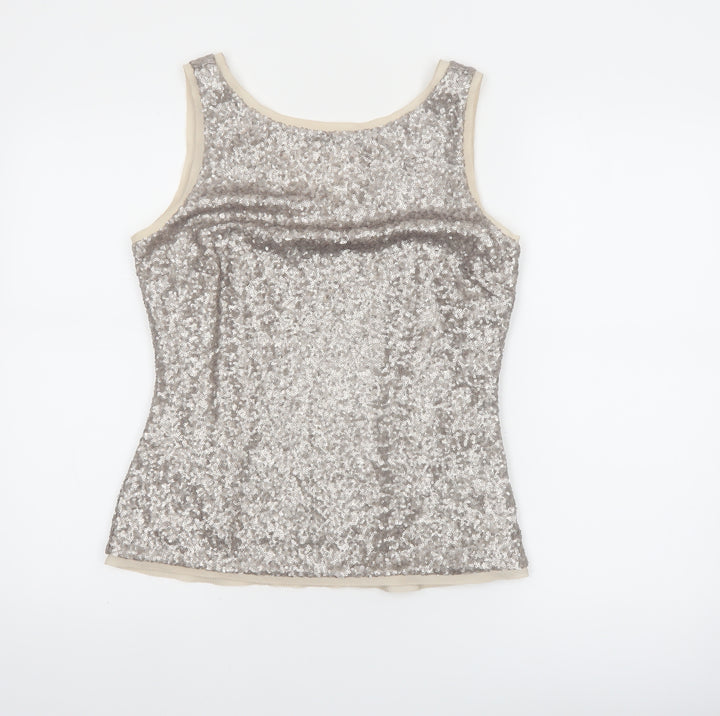 Coast Women's Silver Sequin Camisole Tank Top UK 10