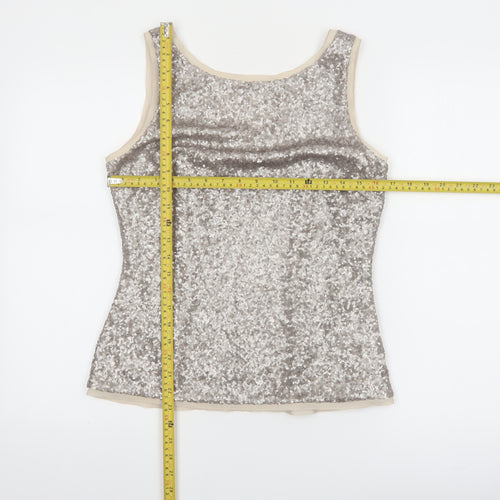 Coast Women's Silver Sequin Camisole Tank Top UK 10