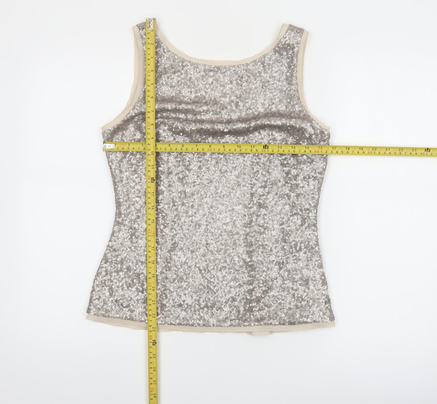 Coast Women's Silver Sequin Camisole Tank Top UK 10