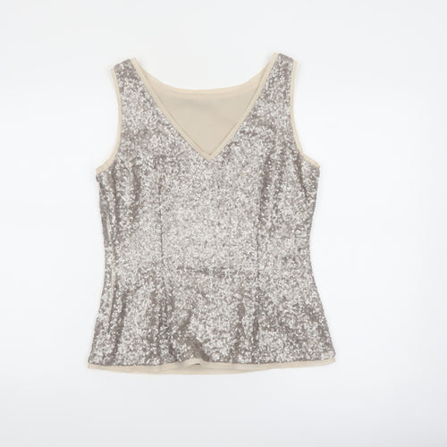 Coast Women's Silver Sequin Camisole Tank Top UK 10