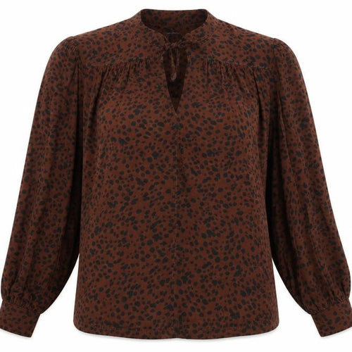 Hush Womens Brown Animal Print V-Neck Tie Blouse Size 10