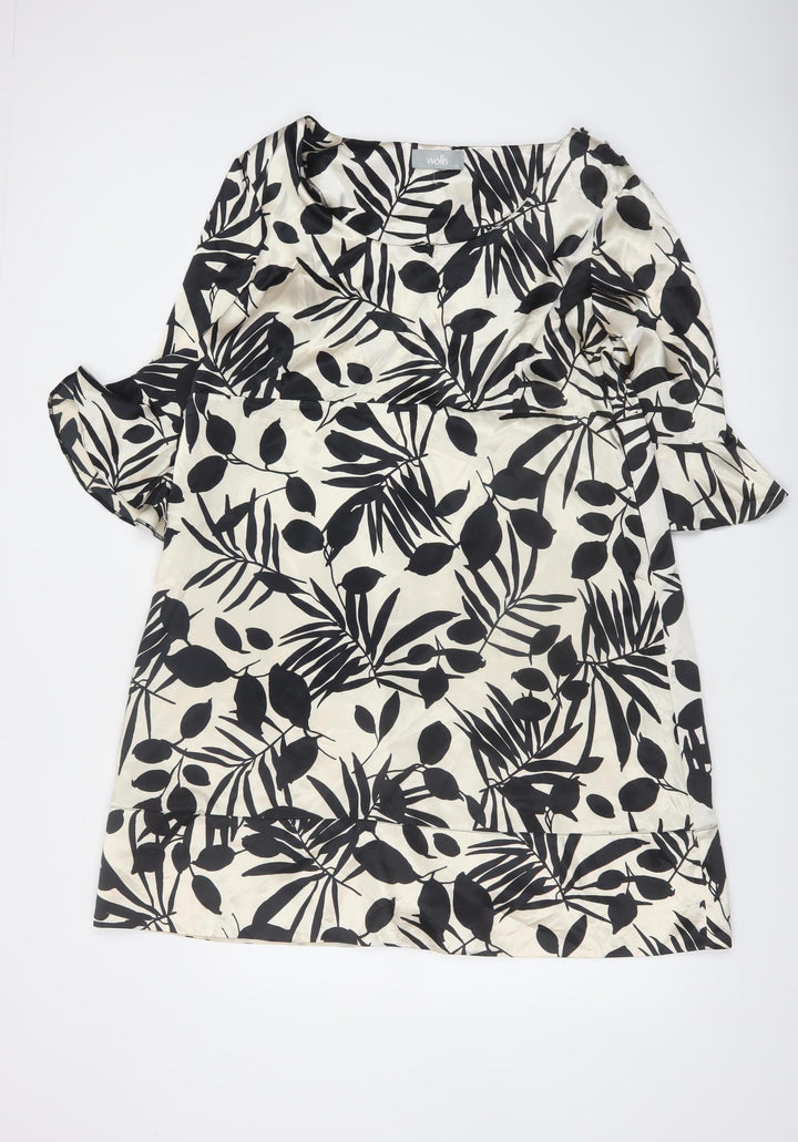 Wallis Women’s Black Floral Knee Length Shift Dress Size 18