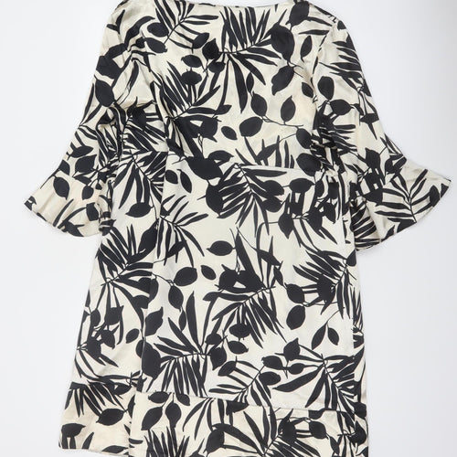 Wallis Women’s Black Floral Knee Length Shift Dress Size 18