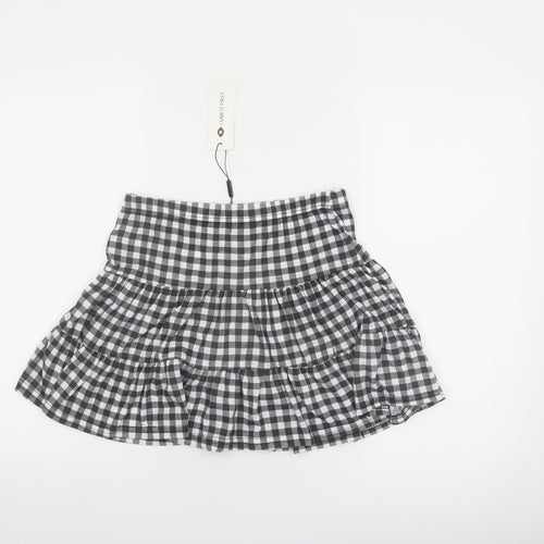 I Saw It First Womens Black Check Pleated Short Skirt Size 12