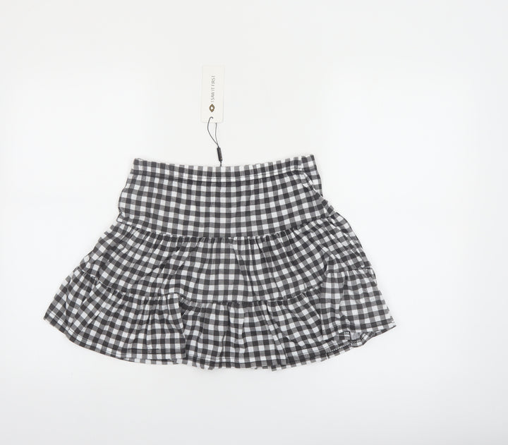 I Saw It First Womens Black Check Pleated Short Skirt Size 12