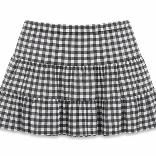 I Saw It First Womens Black Check Pleated Short Skirt Size 12