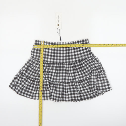 I Saw It First Womens Black Check Pleated Short Skirt Size 12